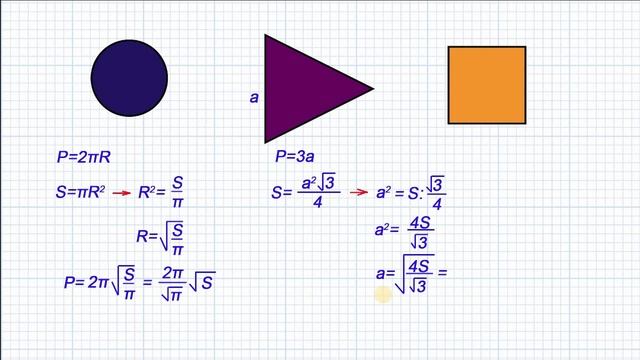 У какой фигуры больше периметр? Круг, квадрат или равносторонний треугольник смотреть онлайн