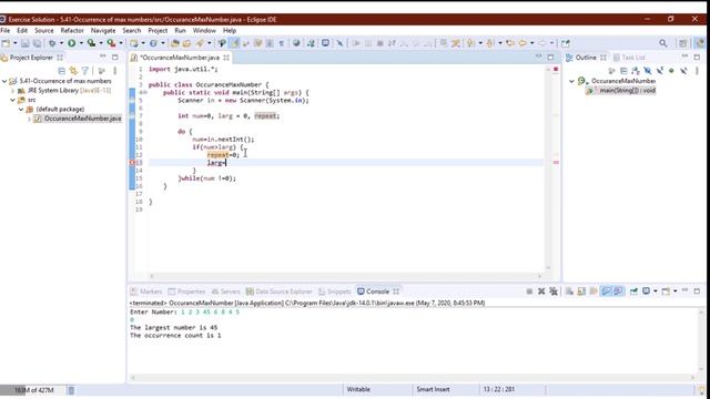 [Java]Find largest occurrence number in Java смотреть онлайн