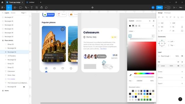 Travel Mobile App Design in Figma (UI/UX, Prototype) смотреть онлайн