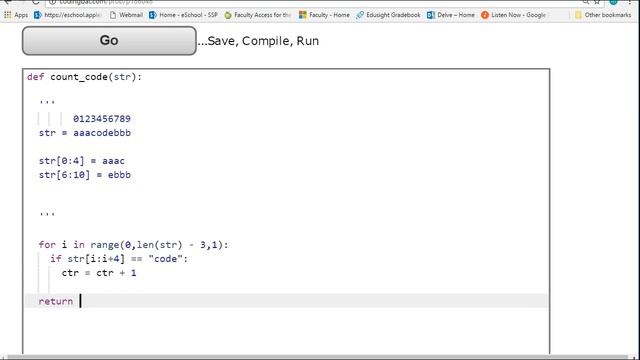 CodingBat - count_code (Python) смотреть онлайн