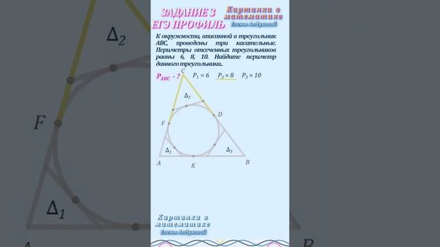 ЕГЭ 1 задание ✧ К окружности, вписанной в треугольник ABC, проведены три касательные. Найти перимет смотреть онлайн