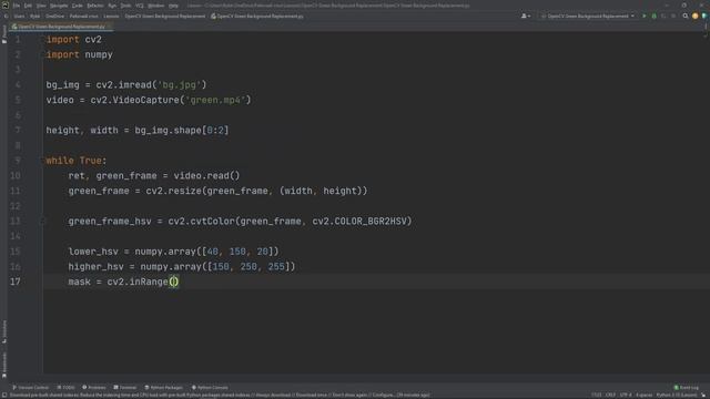 Замена зеленого цвета (хромакея) в видео с помощью Python OpenCV смотреть онлайн