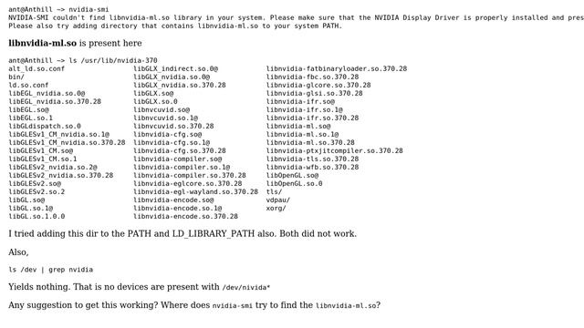 Ubuntu: NVIDIA-SMI couldn't find libnvidia-ml.so library смотреть онлайн