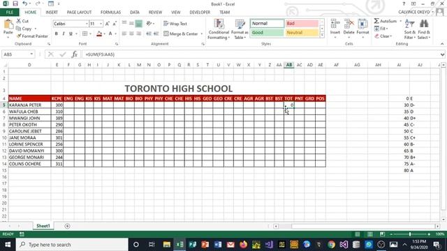 HOW TO MAKE STUDENT EXAM REPORT CARD IN EXCEL-PART 1 смотреть онлайн