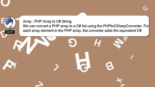 Array : PHP Array to C# String смотреть онлайн