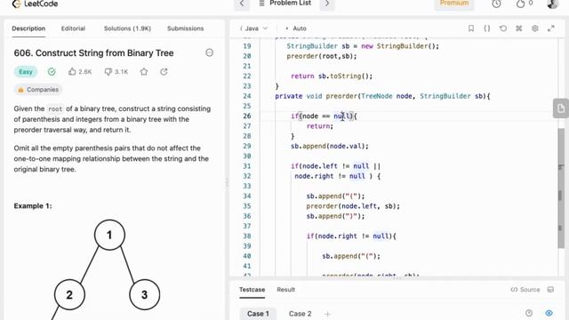 Construct String from Binary Tree | LeetCode 606 - Java смотреть онлайн