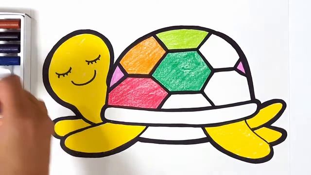 Glitter Rainbow Turtle Drawing & Coloring | Learn colors for kids, toddlers | Jin Toy Art смотреть онлайн
