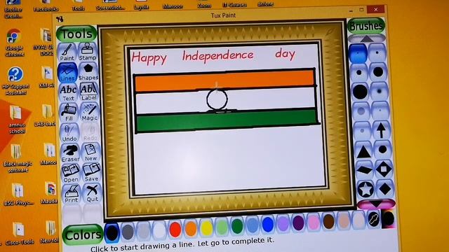 Tux Paint /Independence day activity/ draw Indian Flag kids painting software смотреть онлайн