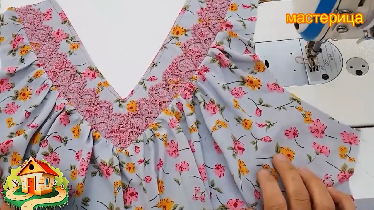 Сшивание септального шва и кружева на груди смотреть онлайн