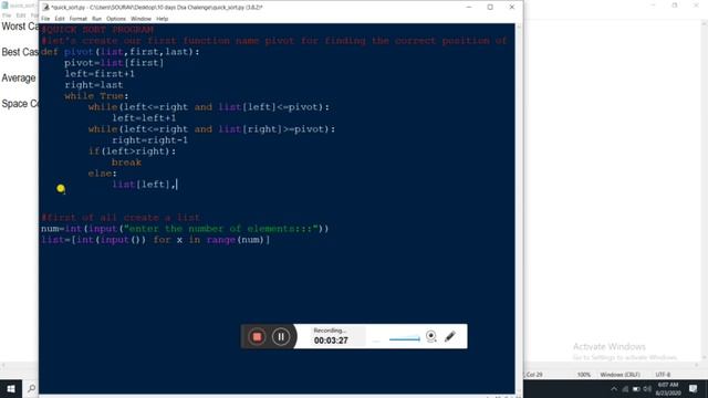 Quick Sort in Python | #10days_dsa_challenge |#Python_programming|#Day2 смотреть онлайн