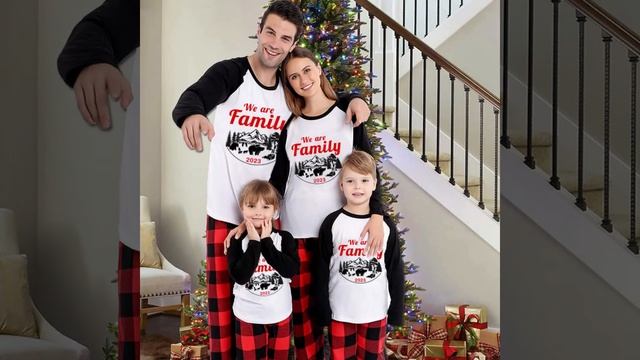 2023 Christmas Matching Family Pajamas Christmas We are Family Polar Bear Blue Plaids Pajamas Set смотреть онлайн