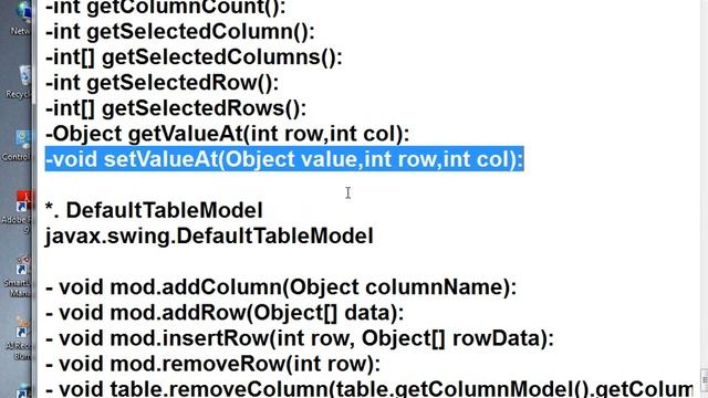 java Method JTable смотреть онлайн