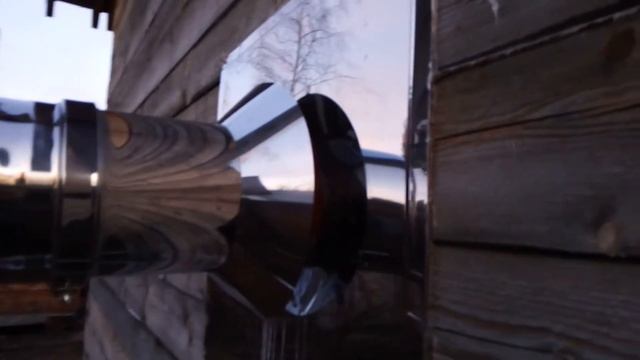 Дымоход через стену(90 градусов) , в доме из бруса, Ferrum (Феррум) нержавеющий сэндвич. смотреть онлайн