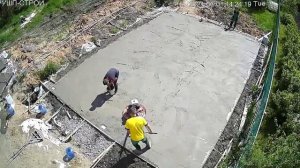 Заливка монолитная плиты. И затирка вертолетом с применением топинга.