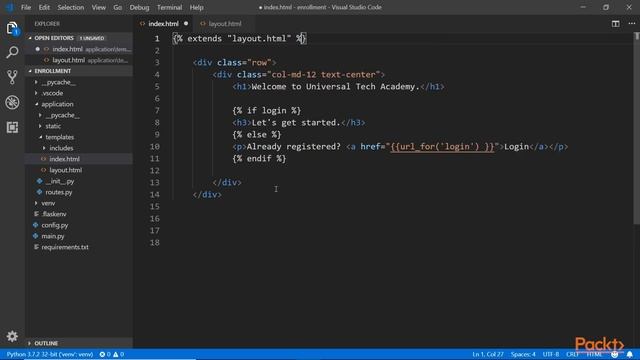 Full-Stack Web Development with Flask: Creating the Base Template|packtpub.com смотреть онлайн