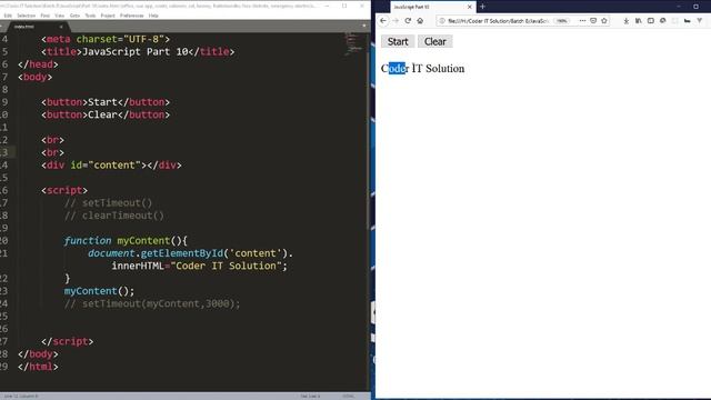 JavaScript | setTimeout & clearTimeout | Part 10 | Batch 7, 8 | Coder IT Solution смотреть онлайн