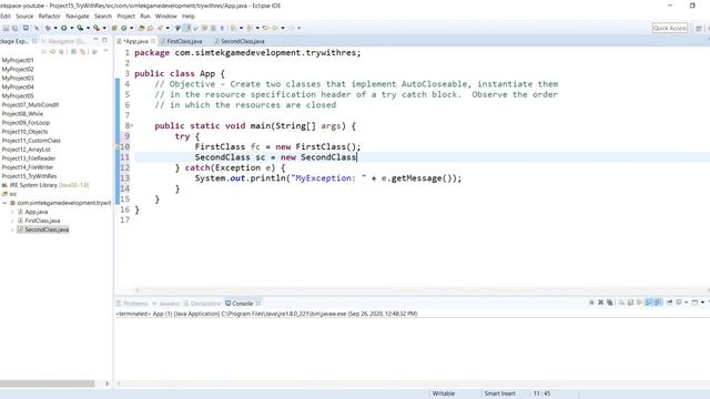 015 - Java Fundamentals - Try with Resources and the AutoCloseable Interface смотреть онлайн