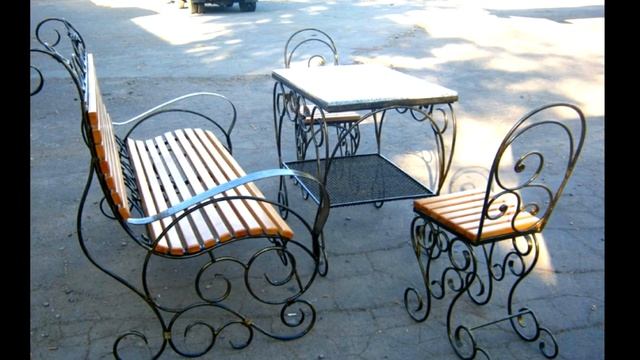 Дачная скамейка стул столик для сада из металла ковка дерево смотреть онлайн