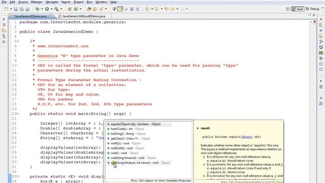 E TYPE PARAMETER IN JAVA GENERICS EXAMPLE DEMO смотреть онлайн