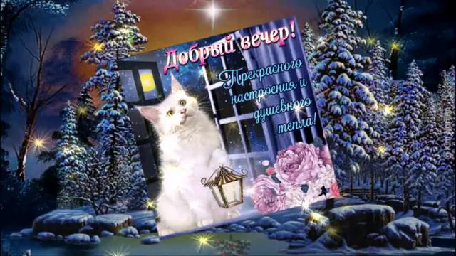 ДОБРЫЙ ВЕЧЕР! ПРЕКРАСНОГО НАСТРОЕНИЯ И ДУШЕВНОГО ТЕПЛА! КРАСИВОЕ ПОЖЕЛАНИЕ! ВИДЕО ОТКРЫТКА! смотреть онлайн