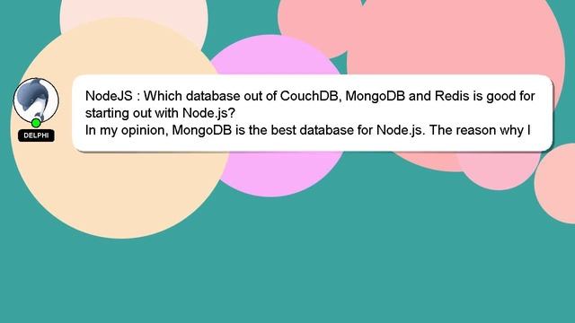 NodeJS : Which database out of CouchDB, MongoDB and Redis is good for starting out with Node.js? смотреть онлайн