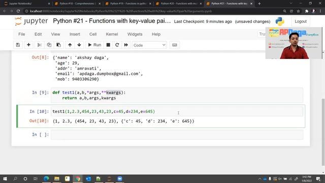 Python #21: Functions with Key-Value pair (Keyword), variable-length arguments | Tutorial by APDaga смотреть онлайн