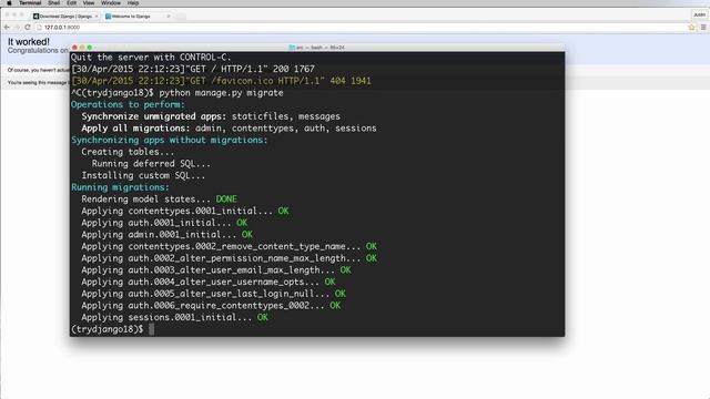 Try Django 1.8 Tutorial - 3 of 42 - First Migration - Learn Django смотреть онлайн