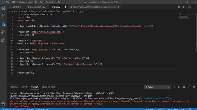 Crea tu BOT de mensajería whatsapp con Python y Selenium 3/4 смотреть онлайн