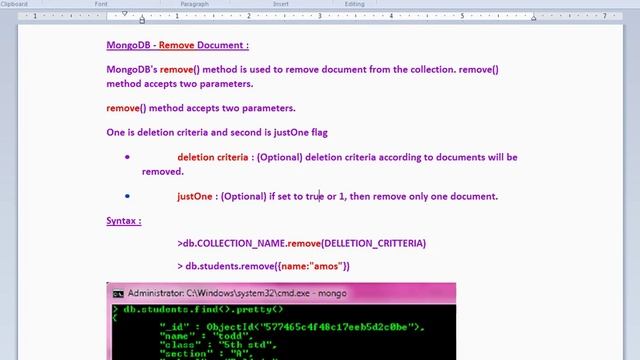 MONGODB REMOVE SINGLE DOCUMENT DEMO смотреть онлайн