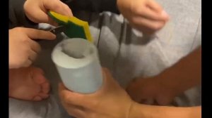 Sponge, lotion, glove and pringles - Good times