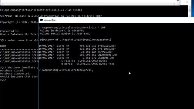 ORACLE: Đổi tên tất cả datafile trong database " *.DBF " смотреть онлайн
