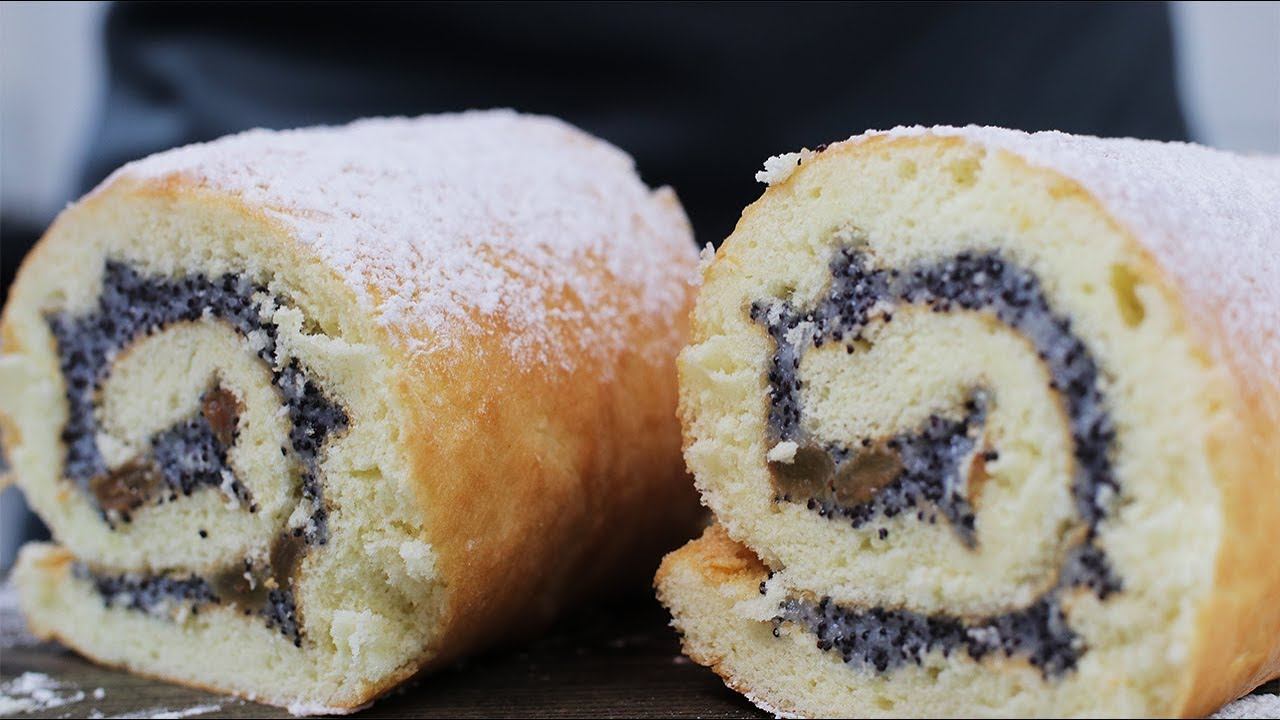 Воздушный бисквитный рулет к чаю с маковой начинкой смотреть онлайн