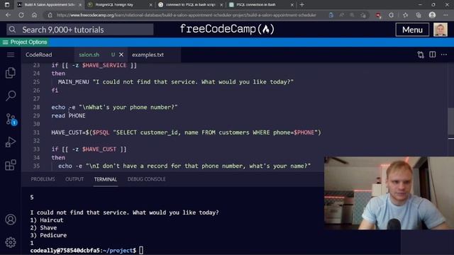 Salon Appointment Scheduler | FreeCodeCamp смотреть онлайн