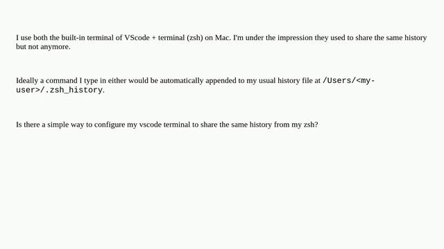 Configure Visual Studio Code to share same terminal history from zsh? смотреть онлайн