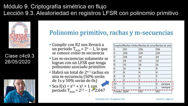 Class4crypt c4c9.3 Aleatoriedad en registros LFSR con polinomio primitivo смотреть онлайн