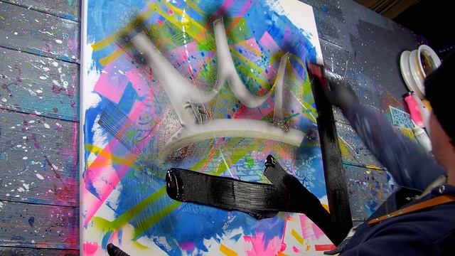 Pop Art Acrylic Painting Demo + Stencils / Spray / Markers смотреть онлайн