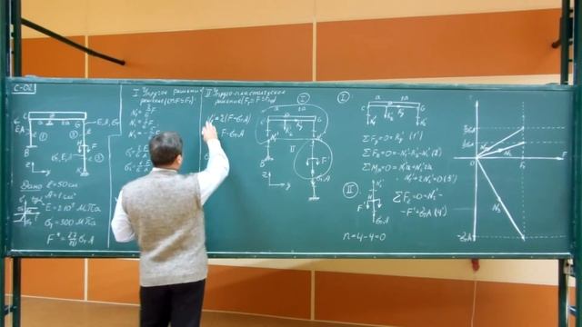 Сопротивление материалов. C-02 (упруго-пластическая ферма с жёстким брусом). смотреть онлайн