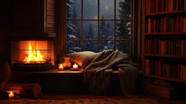 🔥 Cozy Cabin Fireplace & Snowstorm Ambience ❄️    Relaxing Fire Crackling Sounds   Sleep & Relax