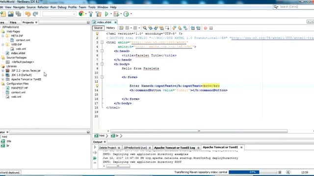 JSF Helloworld Netbeans IDE - JSF Tutorial Part 1 смотреть онлайн