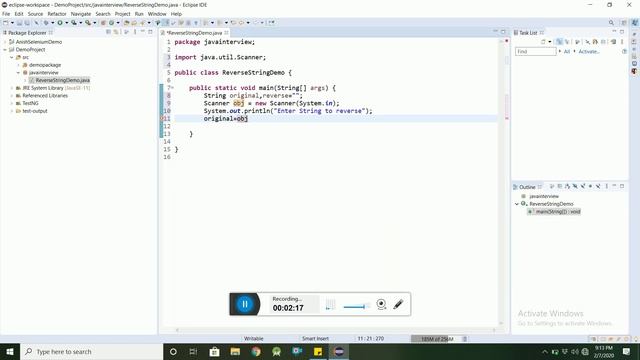 Java code for print reverse string #javacode #string смотреть онлайн
