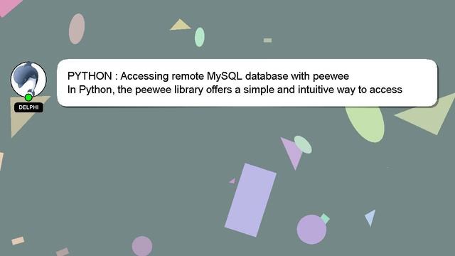 PYTHON : Accessing remote MySQL database with peewee смотреть онлайн