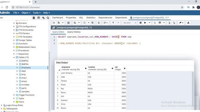 Postgresql Tutorials | Row Number in Postgresql | row_number examples смотреть онлайн