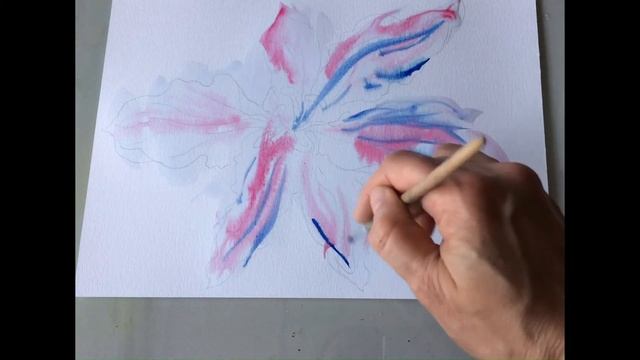 Master Class. Draw a lily flower in watercolor. Part 1 смотреть онлайн