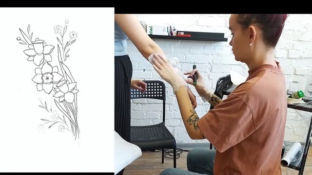 С 8 марта! Поздравление. Татуировка нарциссы и незабудки. смотреть онлайн