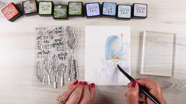 Distress Ink Watercolor - Interactive Mailbox Card
