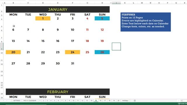 2020 Excel Calendar Template - Free Download - 20 Calendar Designs смотреть онлайн