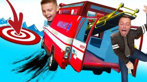 МАШИНЫ Едут в ВОДУ с ТРАМПЛИНА!!! ИГОРЬ и ПАПА в BeamNG Drive