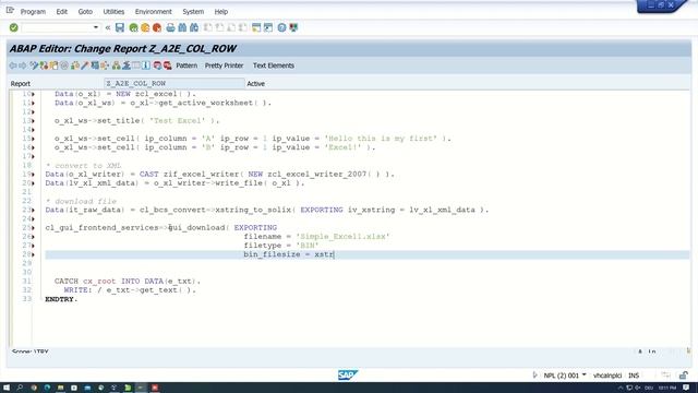 Output simple cells and change dimension in Excel (abap2xlsx) [english] смотреть онлайн