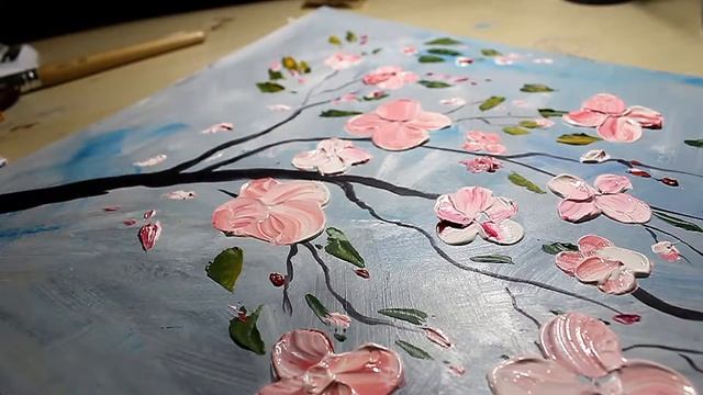 Работа мастихином " Объемные цветы" смотреть онлайн