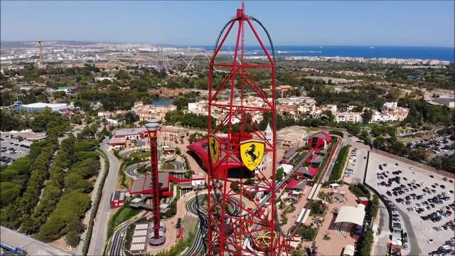 FERRARI LAND, PORTADVENTURA, SALOU, DRONE FOOTAGE смотреть онлайн